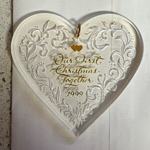 Heart-Shaped Clear Ornament with Gold Accents 1999